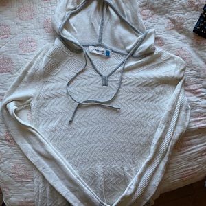Knit sweater with hoodie